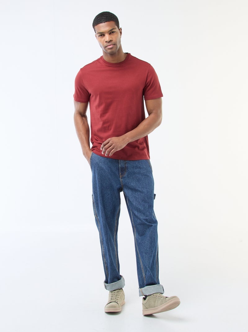 T-shirt droit en jersey uni Rouge - Kiabi