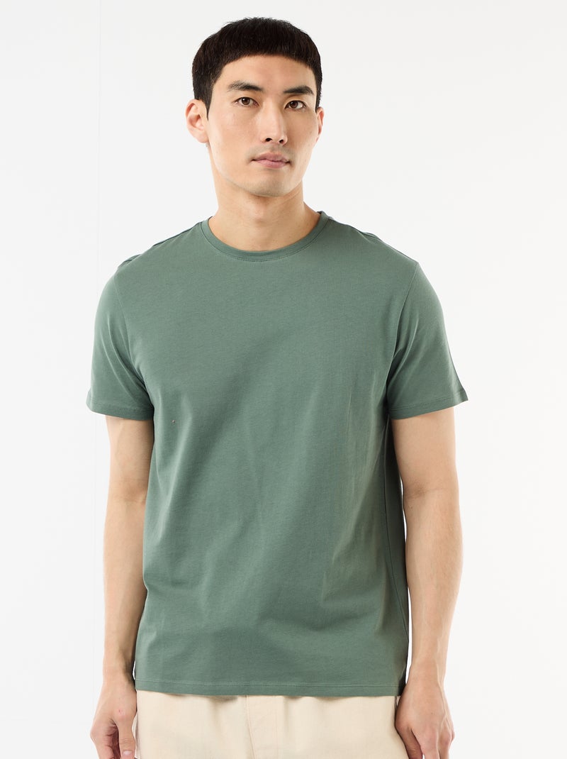 T-shirt droit en jersey uni Vert - Kiabi