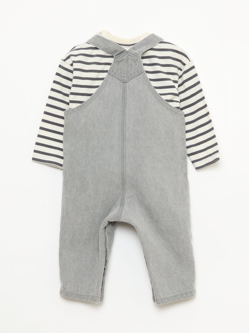 T-shirt + Dungarees Set - 2 pieces Grey - Kiabi