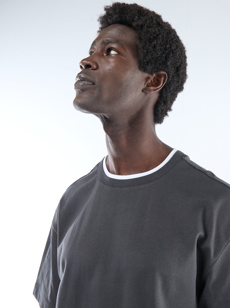 T-shirt effet 2-en-1 à manches courtes Noir - Kiabi