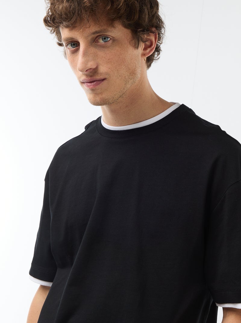 T-shirt effet 2-en-1 à manches courtes Noir - Kiabi