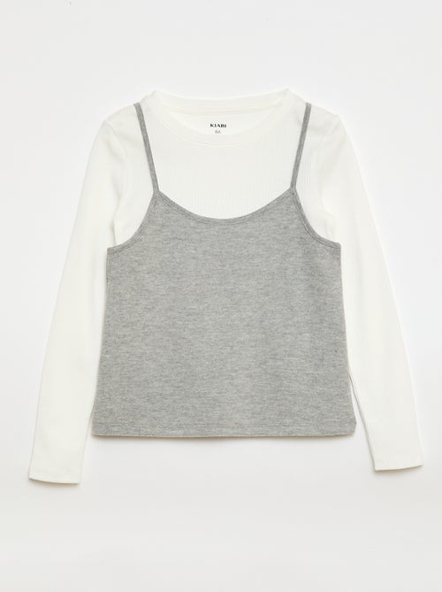 T-shirt effet 2-en-1 avec débardeur - Kiabi