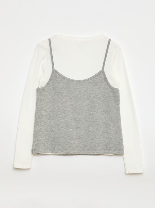 T-shirt effet 2-en-1 avec débardeur - Kiabi