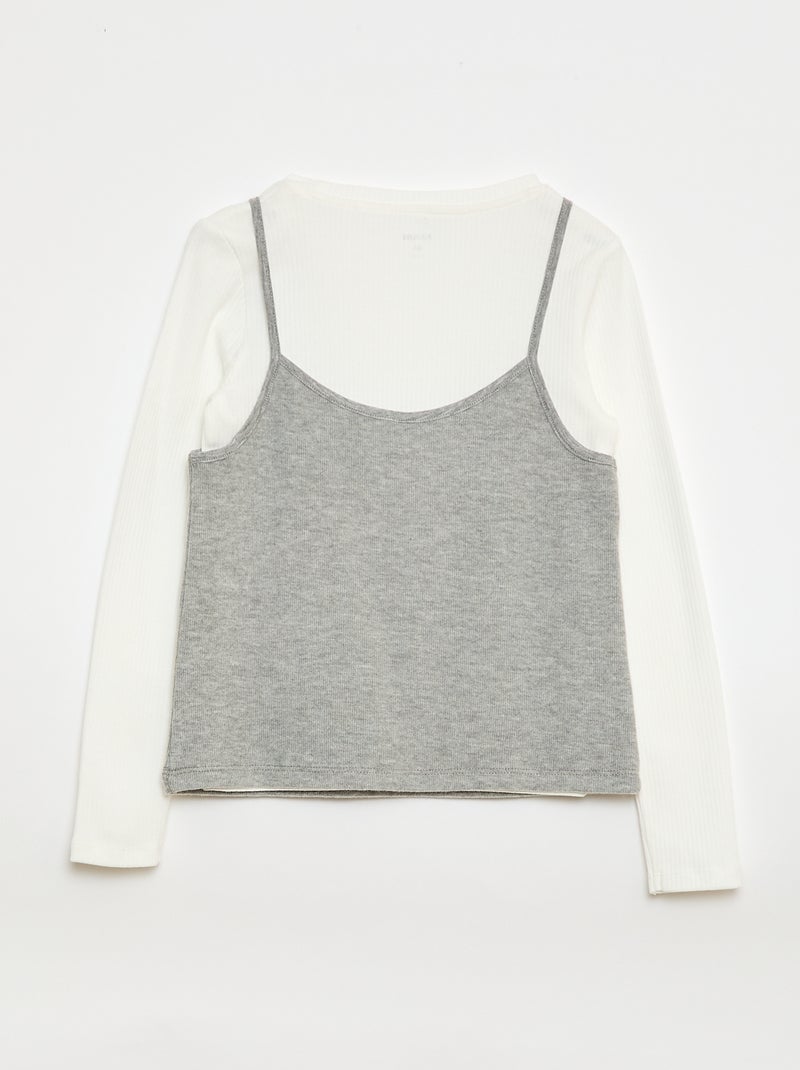 T-shirt effet 2-en-1 avec débardeur Blanc - Kiabi