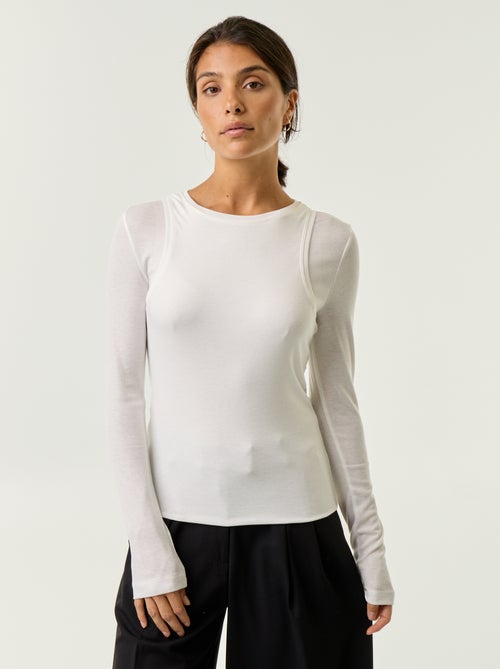 T-shirt effet 2 en 1 avec débardeur - Kiabi