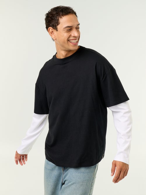 T-shirt effet 2-en-1 manches longues - Kiabi T-shirt effet 2-en-1 manches longues - Kiabi
