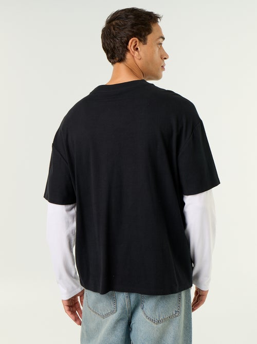 T-shirt effet 2-en-1 manches longues - Kiabi T-shirt effet 2-en-1 manches longues - Kiabi