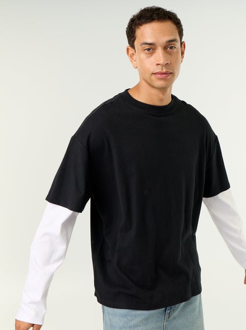 T-shirt effet 2-en-1 manches longues - Kiabi T-shirt effet 2-en-1 manches longues - Kiabi