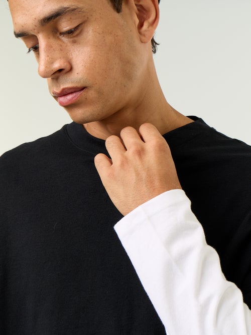 T-shirt effet 2-en-1 manches longues - Kiabi T-shirt effet 2-en-1 manches longues - Kiabi