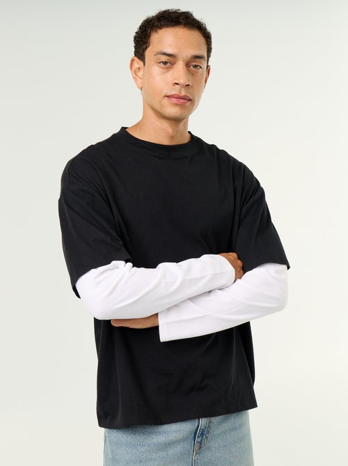 T-shirt effet 2-en-1 manches longues - Kiabi T-shirt effet 2-en-1 manches longues - Kiabi