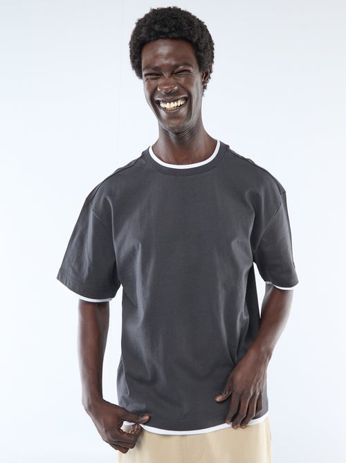 T-shirt effetto 2-in-1 a maniche corte - Kiabi