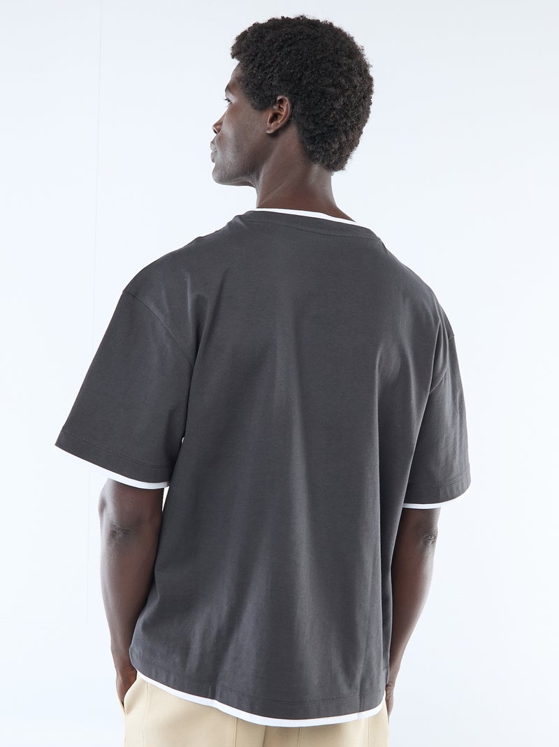T-shirt effetto 2-in-1 a maniche corte Nero - Kiabi