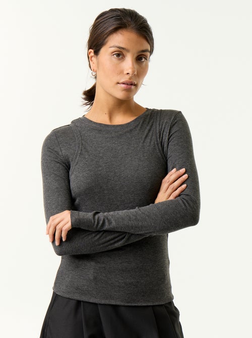 T-shirt effetto 2 in 1 con canotta - Kiabi