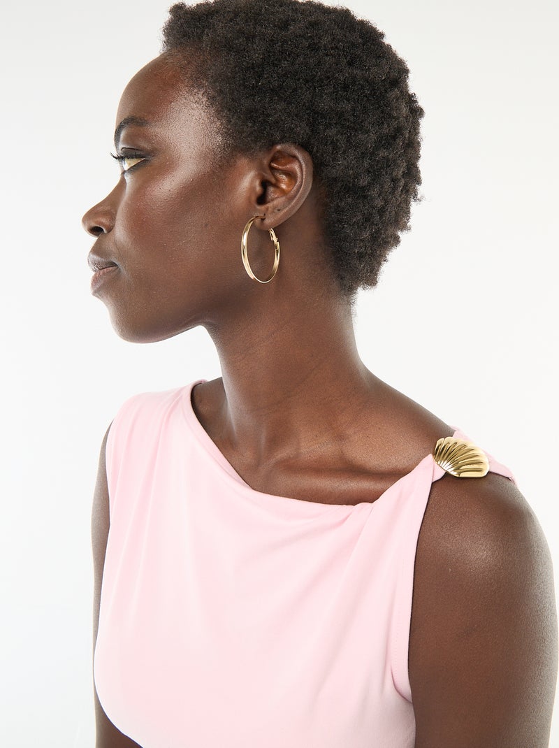 T-shirt elasticizzato con gioiello dorato Rosa - Kiabi