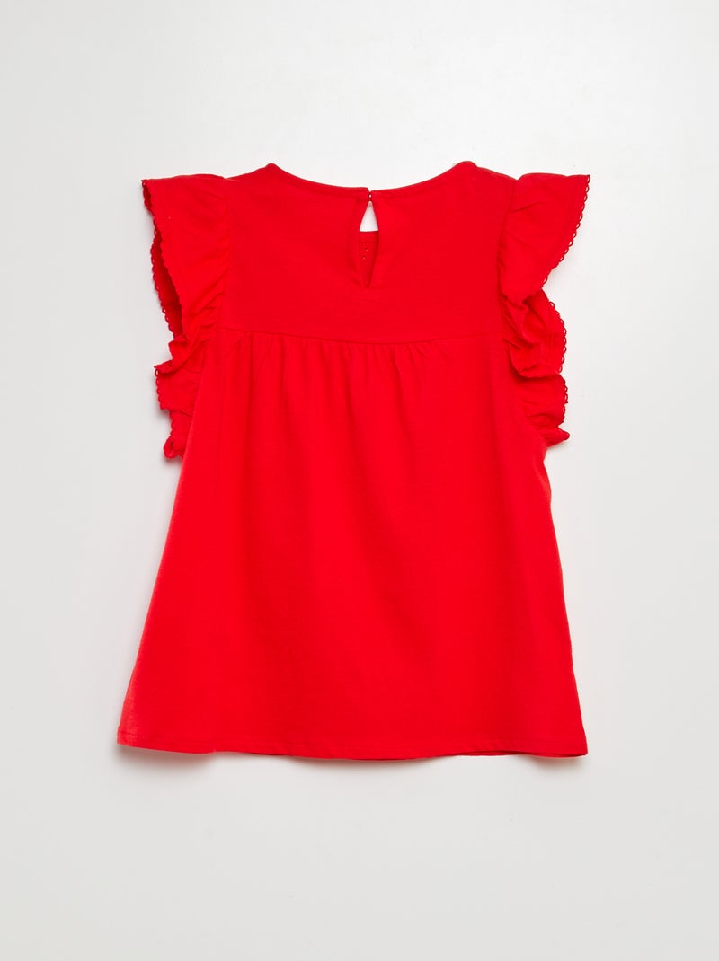 T-shirt en broderie anglaise Rouge - Kiabi