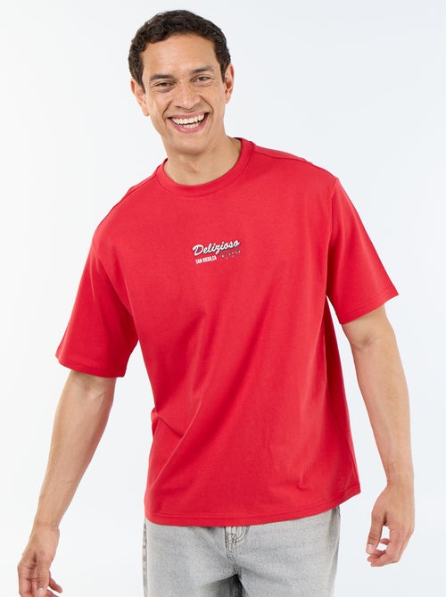 T-shirt en coton à col rond homme avec motif placé - Kiabi