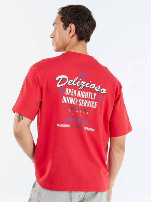 T-shirt en coton à col rond homme avec motif placé - Kiabi