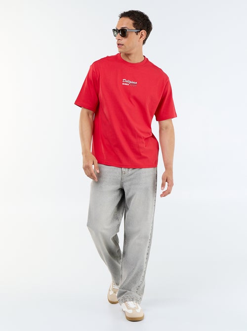 T-shirt en coton à col rond homme avec motif placé - Kiabi