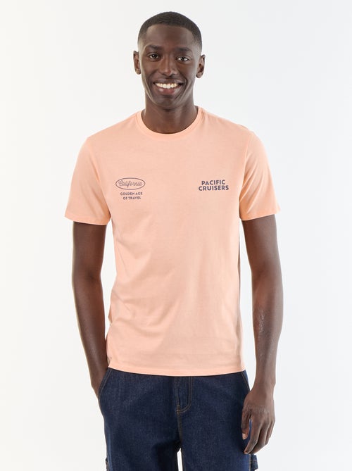 T-shirt en coton à col rond pour homme avec motif placé - Kiabi