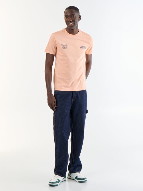 T-shirt en coton à col rond pour homme avec motif placé - Kiabi
