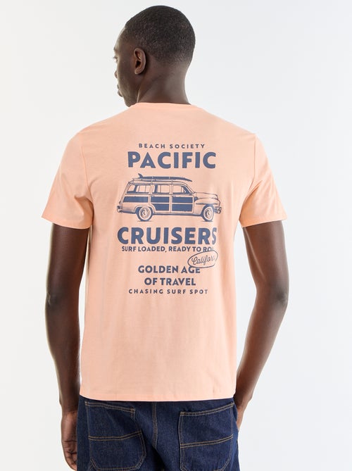 T-shirt en coton à col rond pour homme avec motif placé - Kiabi
