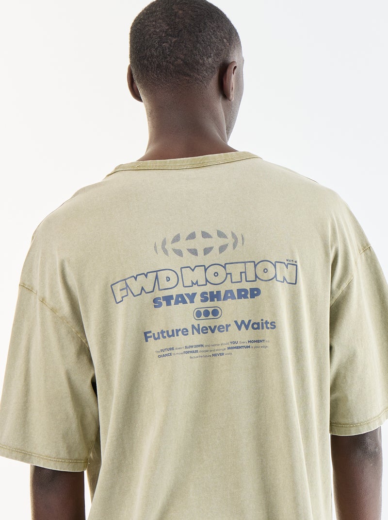 T-shirt en coton uni à col rond homme Vert - Kiabi