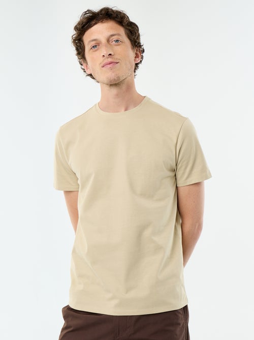 T-shirt en coton uni à col rond pour homme - Kiabi