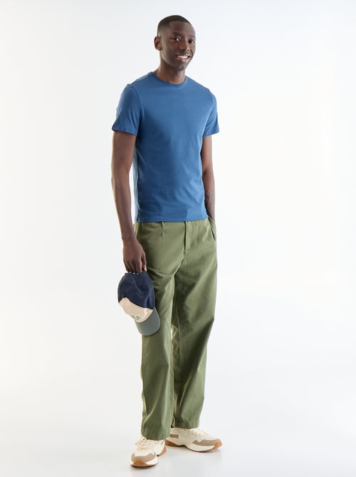 T-shirt en coton uni à col rond pour Homme - Kiabi