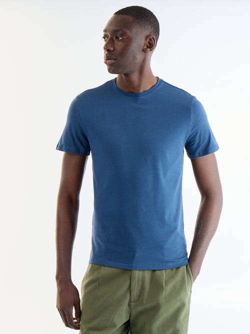 T-shirt en coton uni à col rond pour Homme - Kiabi
