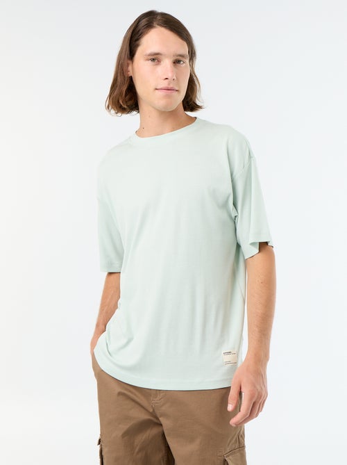 T-shirt en coton uni à col rond pour homme - Kiabi
