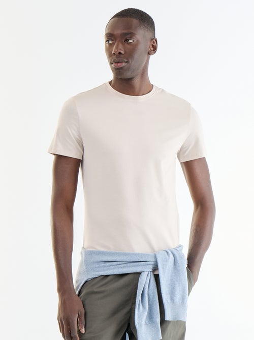 T-shirt en coton uni à col rond pour homme - Kiabi