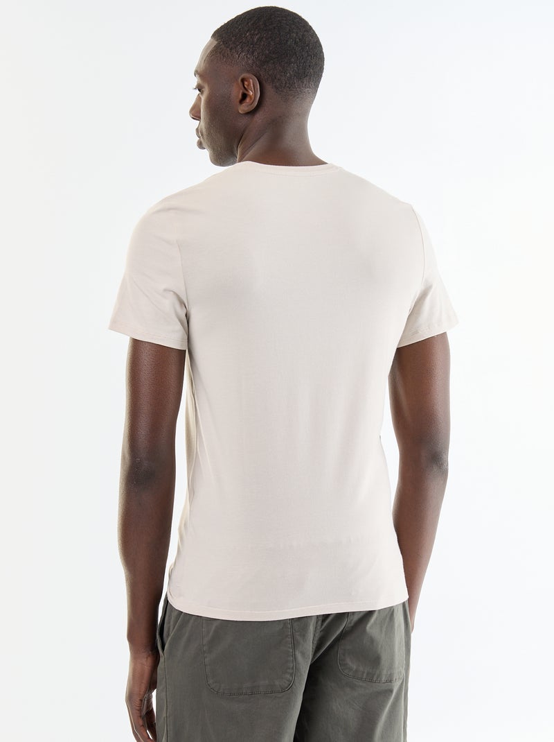 T-shirt en coton uni à col rond pour homme Gris - Kiabi