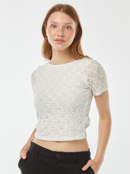 T-shirt en dentelle avec dos nu - Kiabi