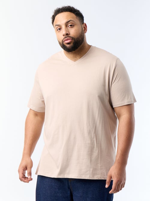 T-shirt en jersey à col V - Kiabi