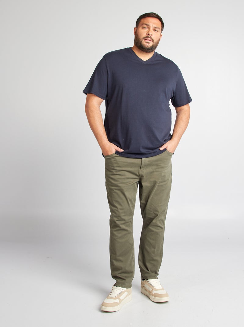 T-shirt en jersey à col V Bleu marine - Kiabi