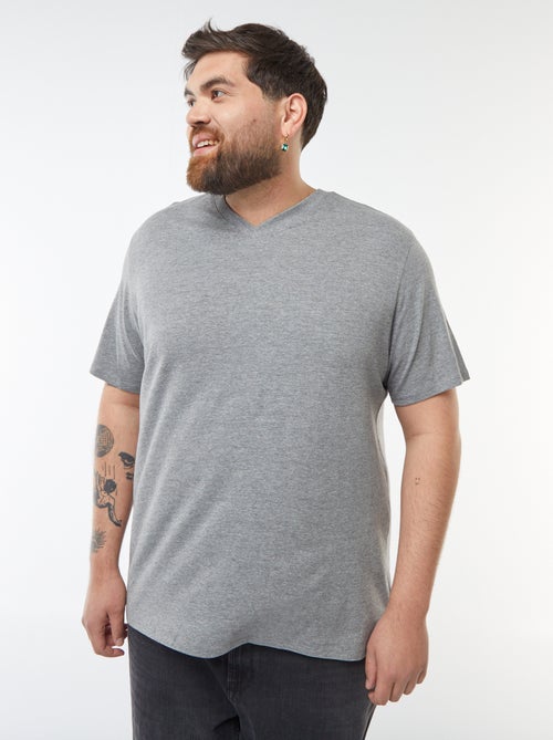 T-shirt en jersey à col V - Kiabi