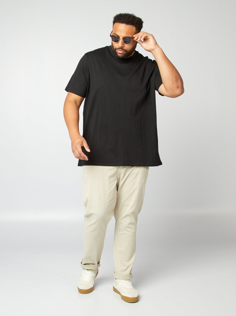 T-shirt en jersey à col V Noir - Kiabi