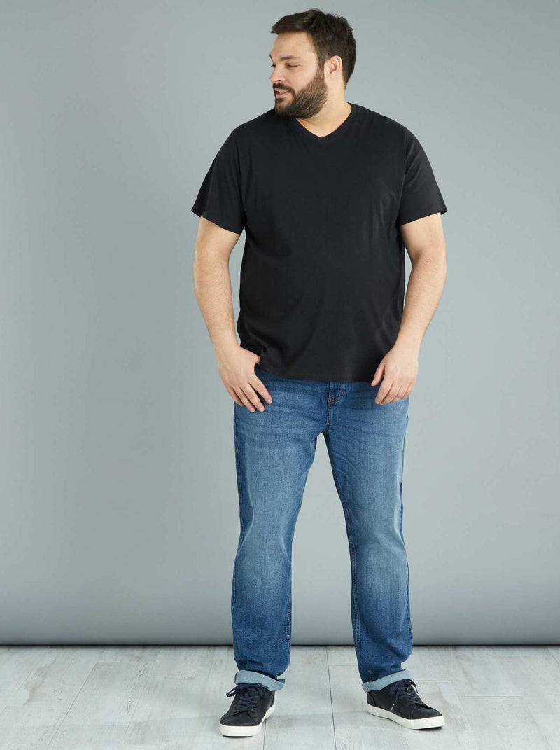 T-shirt en jersey à col V Noir - Kiabi