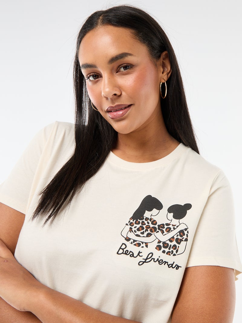 T-shirt en jersey à manches courtes  'Agathe Sorlet x Kiabi' - Saint-Valentin Blanc - Kiabi