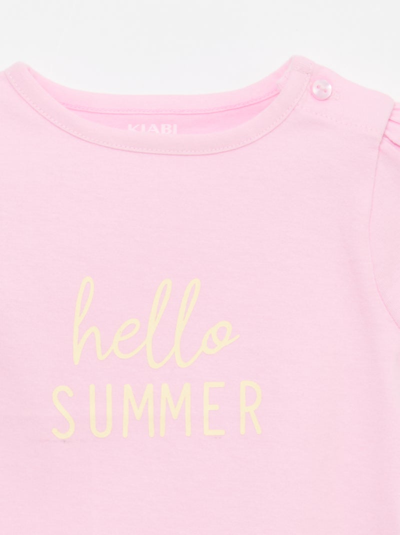 T-shirt en jersey à manches courtes Rose - Kiabi