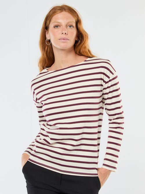 T-shirt en jersey à manches longues à motif rayé - Kiabi