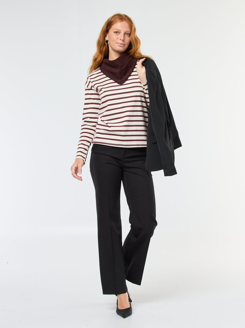 T-shirt en jersey à manches longues à motif rayé Blanc - Kiabi