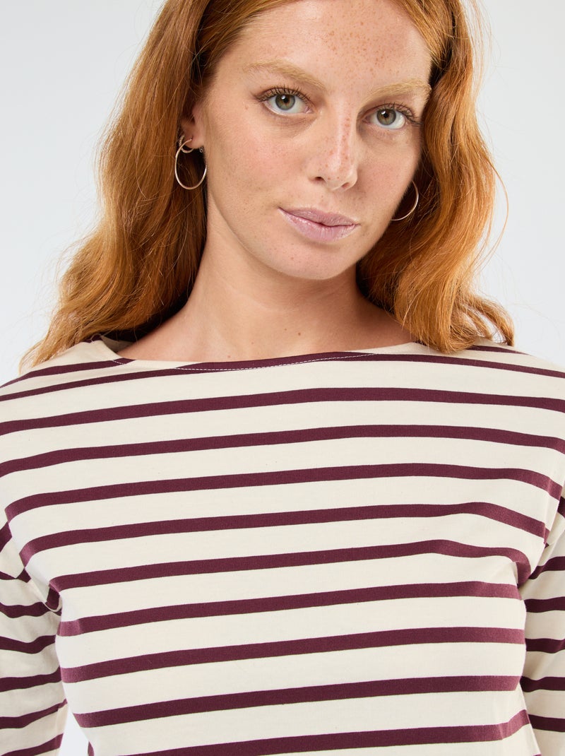 T-shirt en jersey à manches longues à motif rayé Blanc - Kiabi