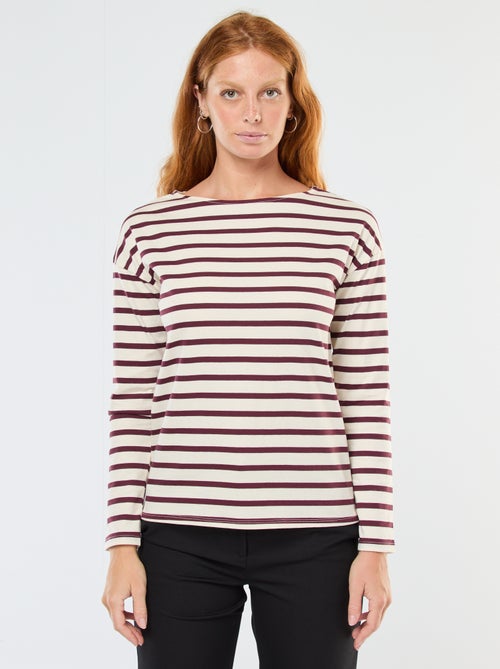 T-shirt en jersey à manches longues à motif rayé - Kiabi