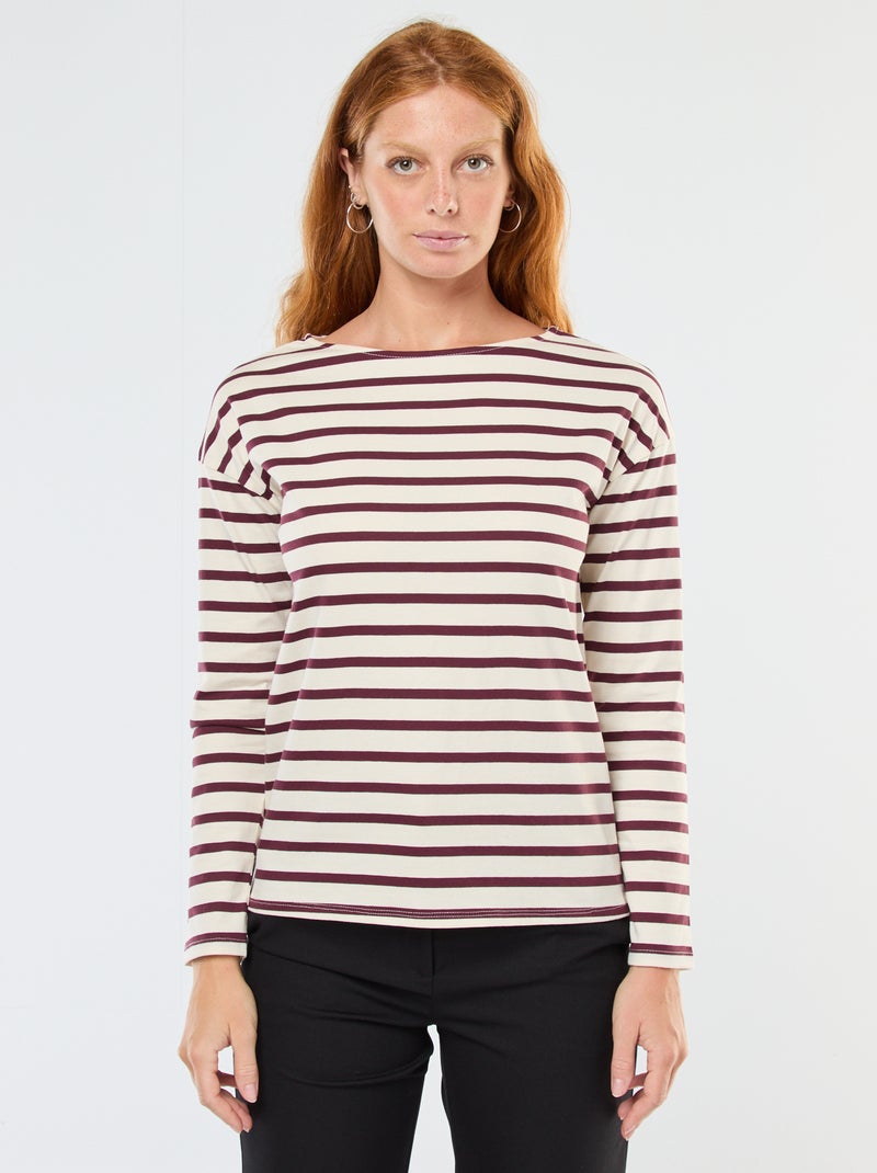 T-shirt en jersey à manches longues à motif rayé Blanc - Kiabi