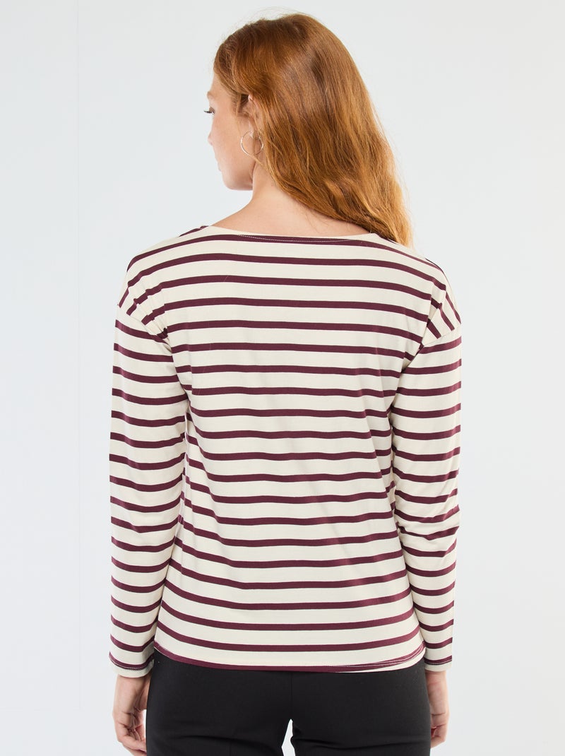 T-shirt en jersey à manches longues à motif rayé Blanc - Kiabi