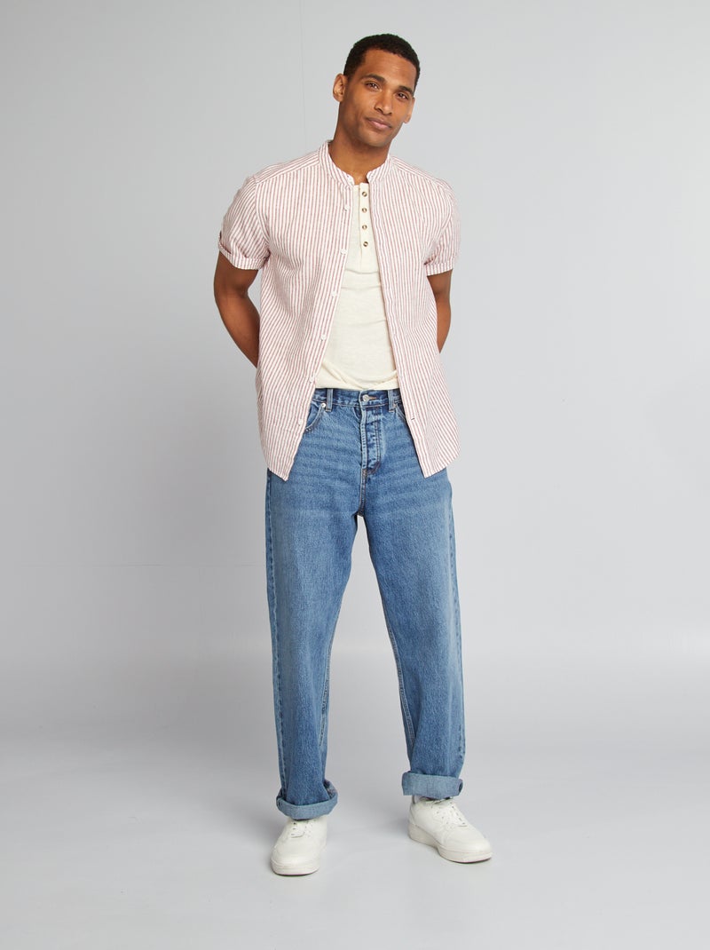 T-shirt en jersey avec col tunisien Blanc - Kiabi