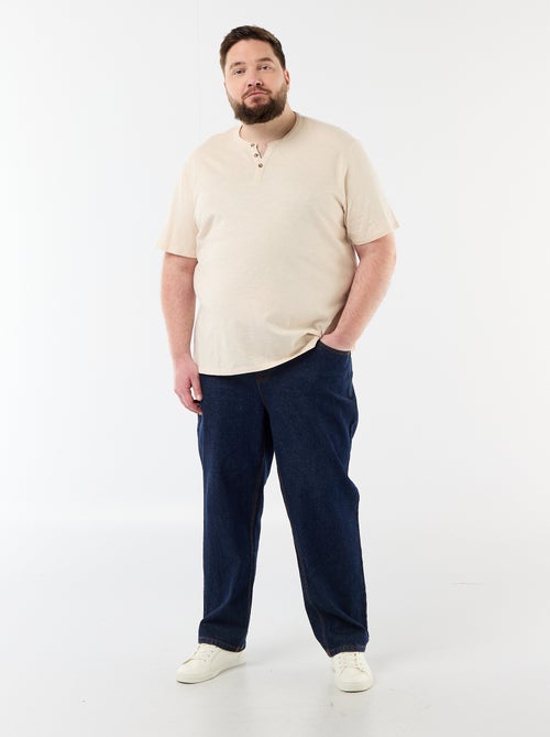 T-shirt en jersey col tunisien et manches courtes - Kiabi