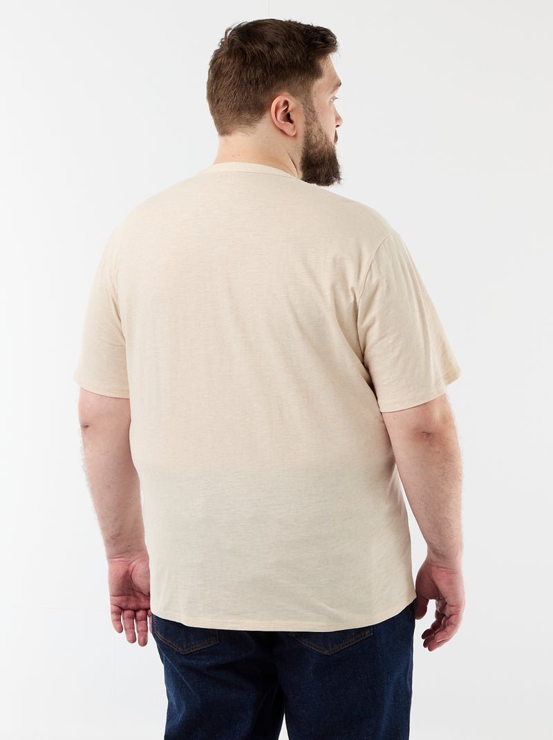 T-shirt en jersey col tunisien et manches courtes Beige - Kiabi