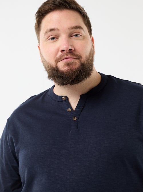 T-shirt en jersey col tunisien et manches courtes - Kiabi